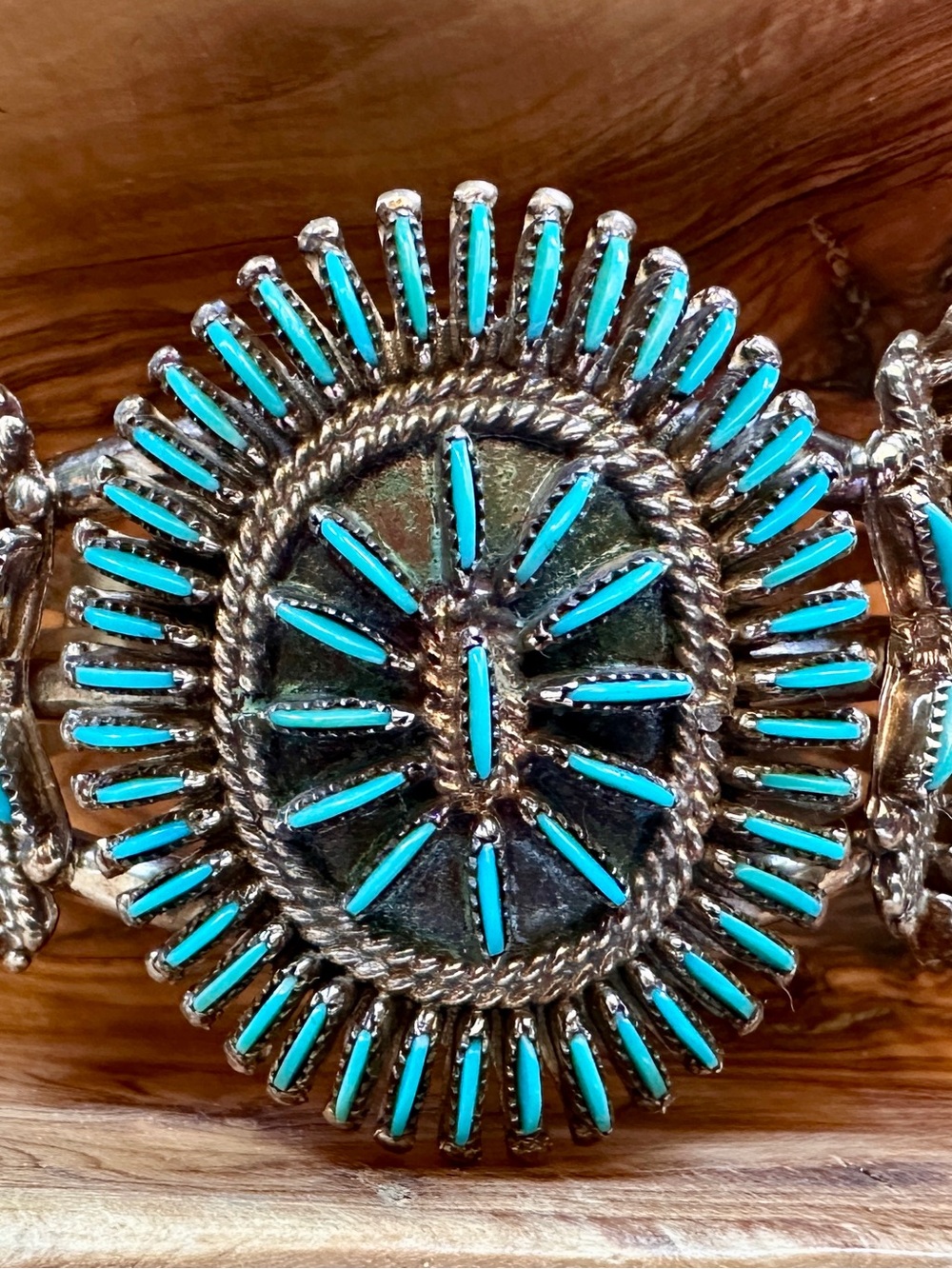 Sterling Silver Turquoise Needlepoint Cuff - Picture 10 of 14